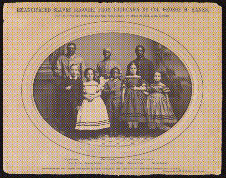 Emancipated slaves brought from Louisiana by Colonel George H. Banks in December 1863. Photo by Myron H. Kimball