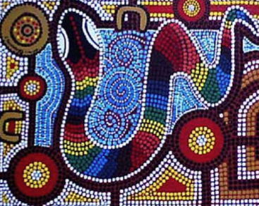 Rainbow serpent painting