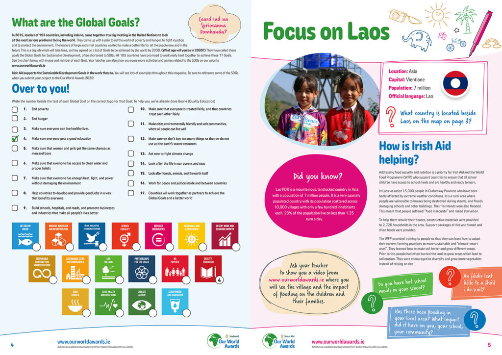 Example pages from Irish Aid Pupils Magazine