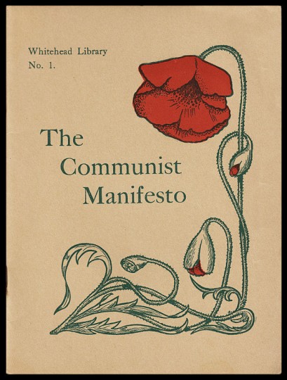 Photo: Cover of pamphlet of The Communist Manifesto, 1918 (Jan 1, 1923) by unknown artist. Public domain (via Wikimedia).