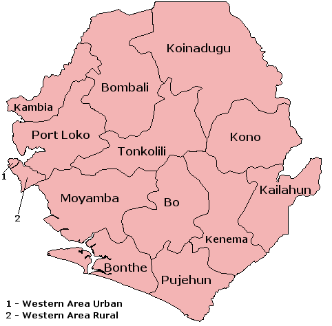 Photo: Districts of Sierra Leone, Wikipedia (CC BY-SA 3.0).