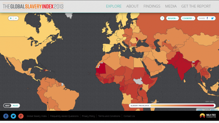 Screenshot from the Global Survey Index  interactive map (2013)